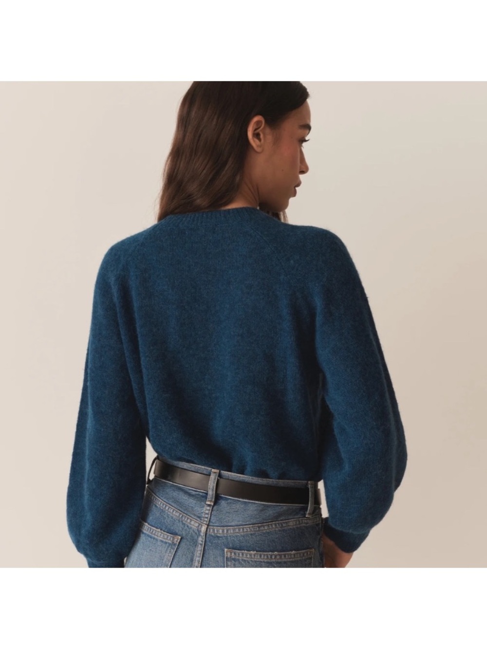 Doen Marsena Wool Alpaca Raglan Crewneck Knit Sweater Top Deep Sapphire Blue - Picture 5 of 12
